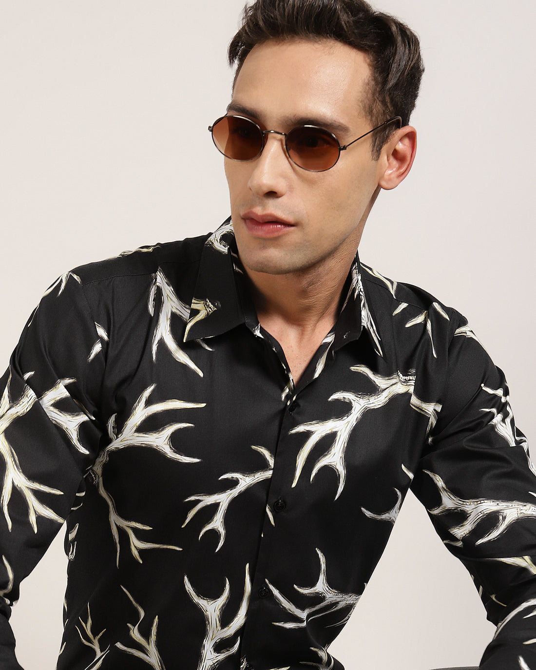 Designer Black Pattern Print Shirt For Men