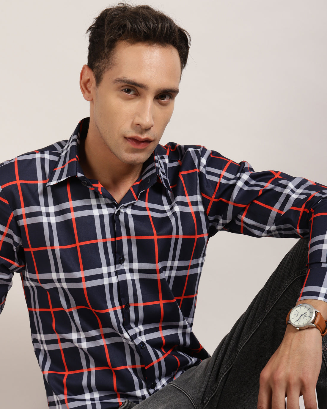 Men’s Printed Classic Black Check Shirt