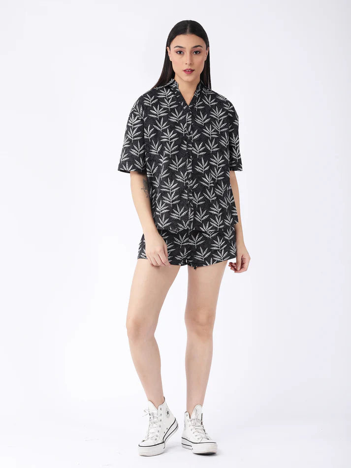 Monochrome Rush – Women’s Printed Cotton Co-ord Set