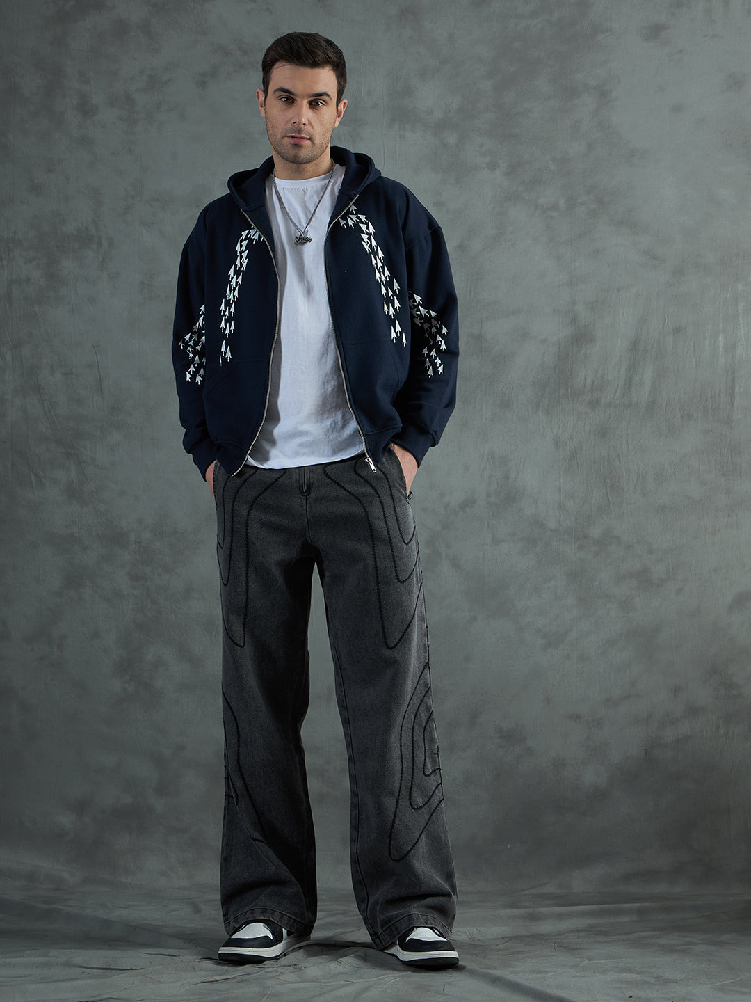 Navy Clickbait Oversized Hoodie