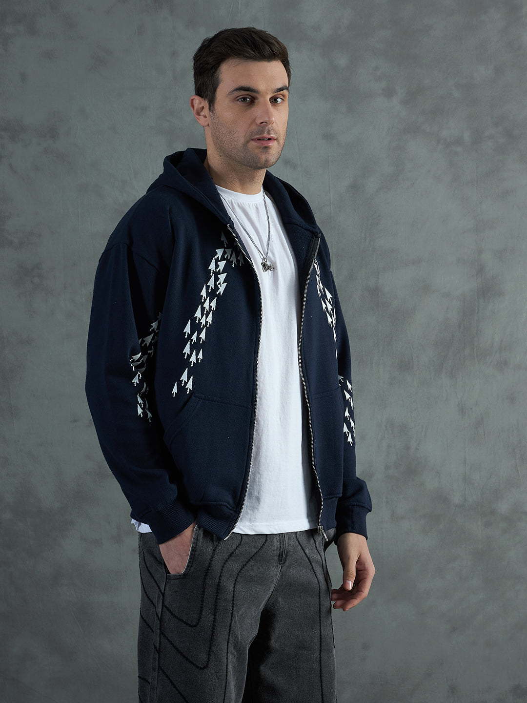 Navy Clickbait Oversized Hoodie