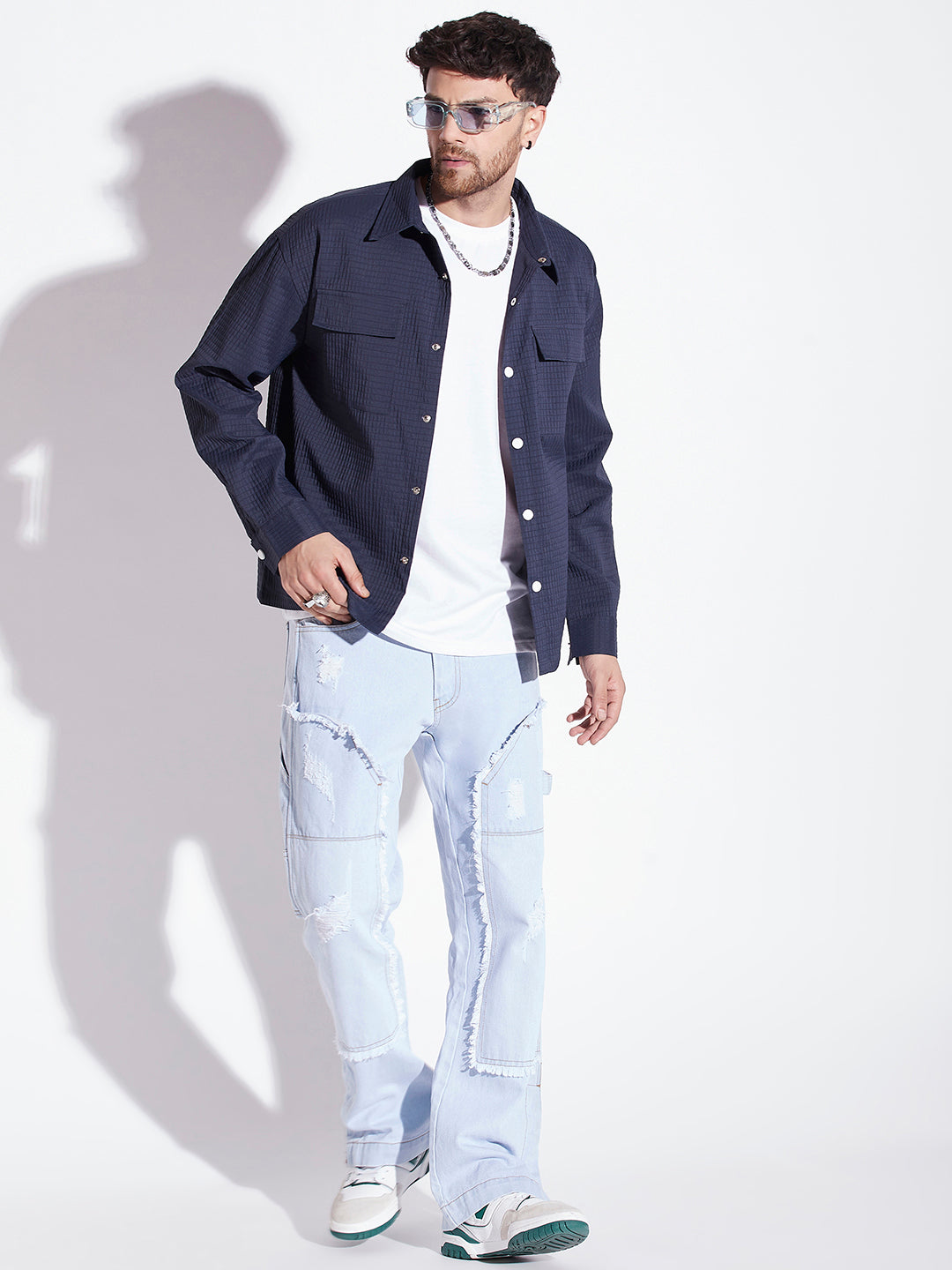 Navy Textured OverShirt