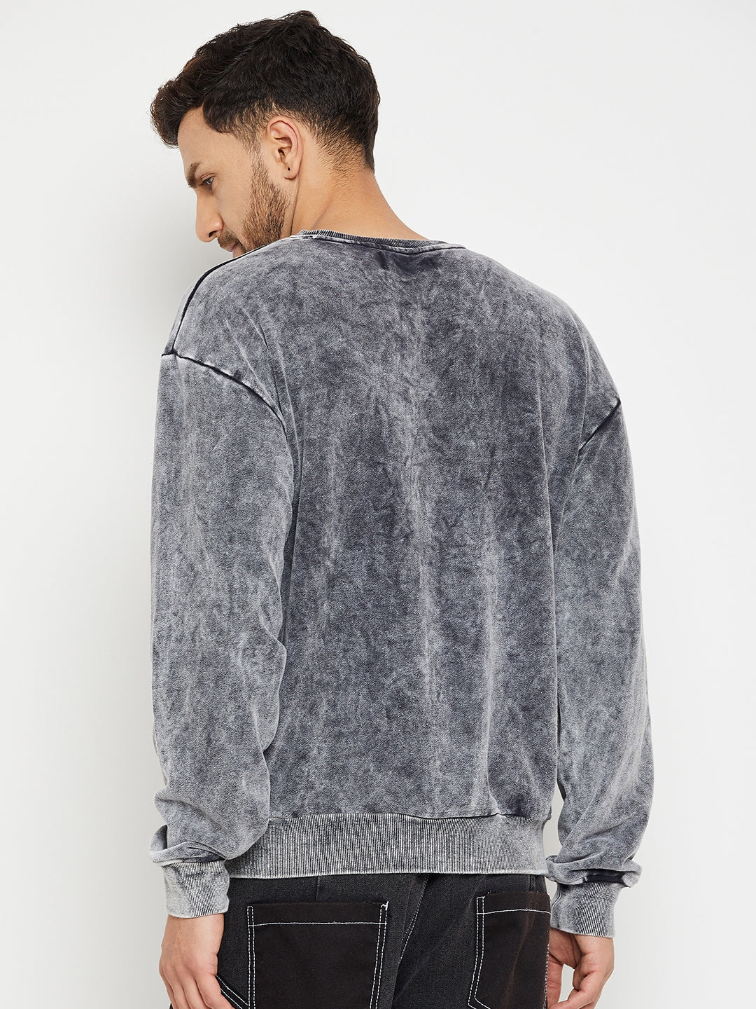 Grey Acid Wash Syndicate Graphic Sweatshirt for Men