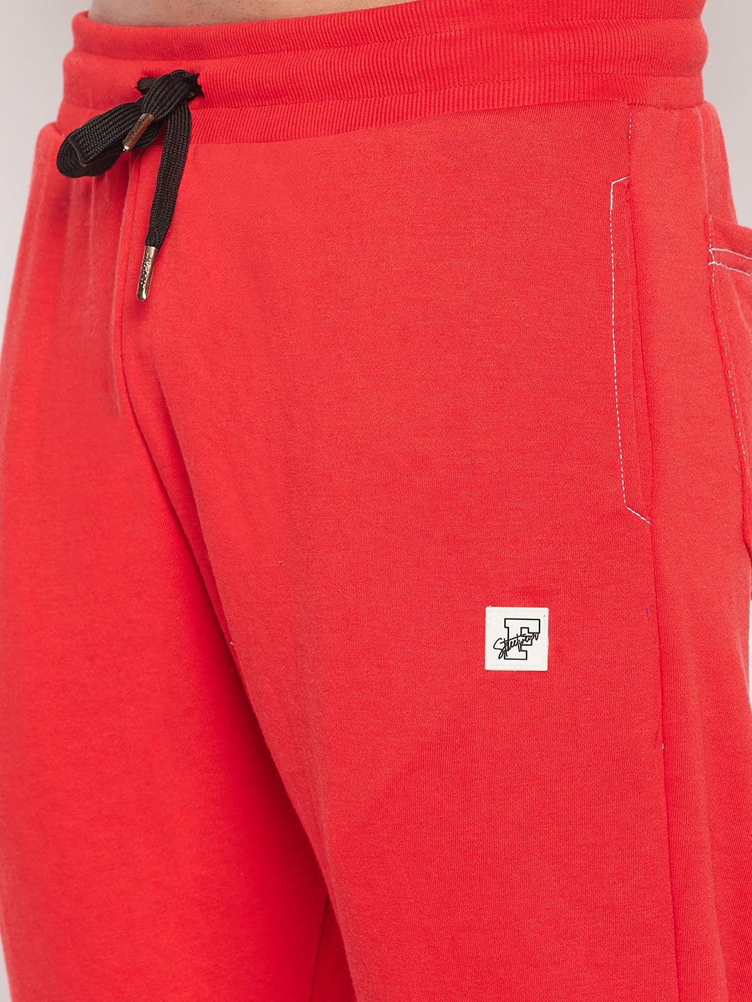 Red Contrast Stich Relaxed Fit Trackpants