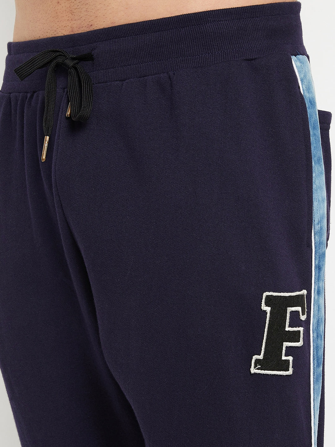 Navy Oversized Denim Taped Sweatpants