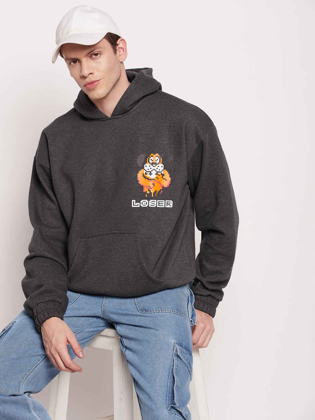 Charcoal Loser Graphic Hooded Sweatshirt
