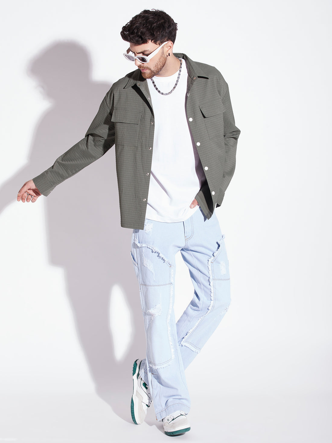 Olive Textured Over-shirt for Men