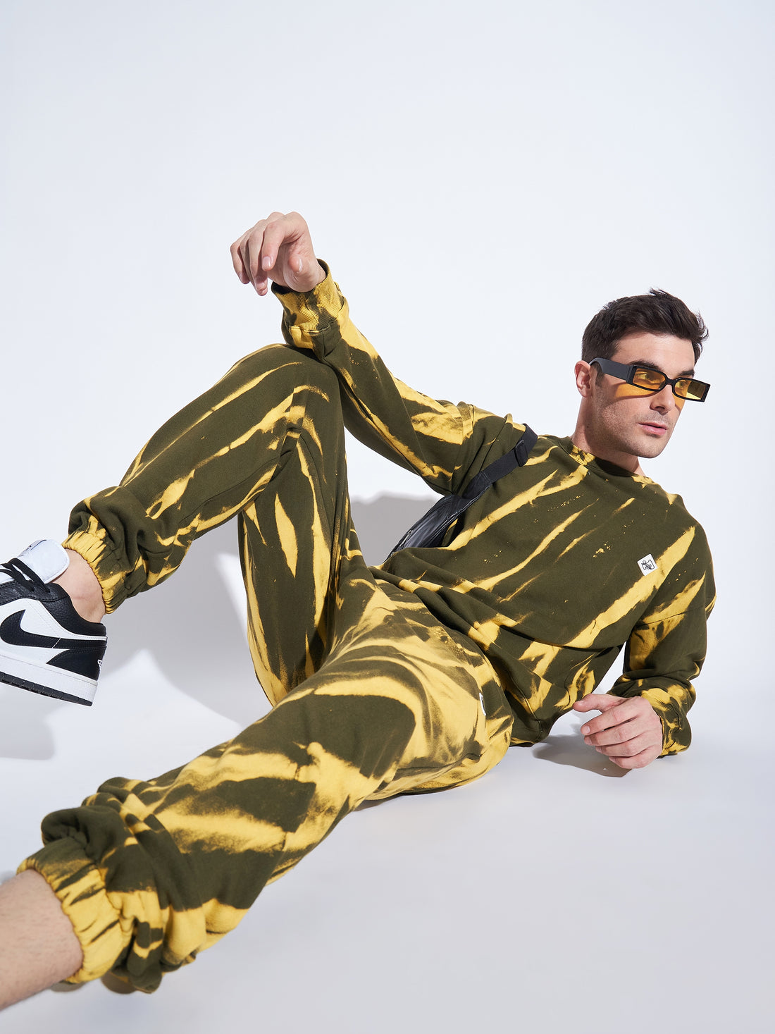Men’s Yellow & Olive Tie-Dye Sweatshirt | Trendy Oversized Streetwear