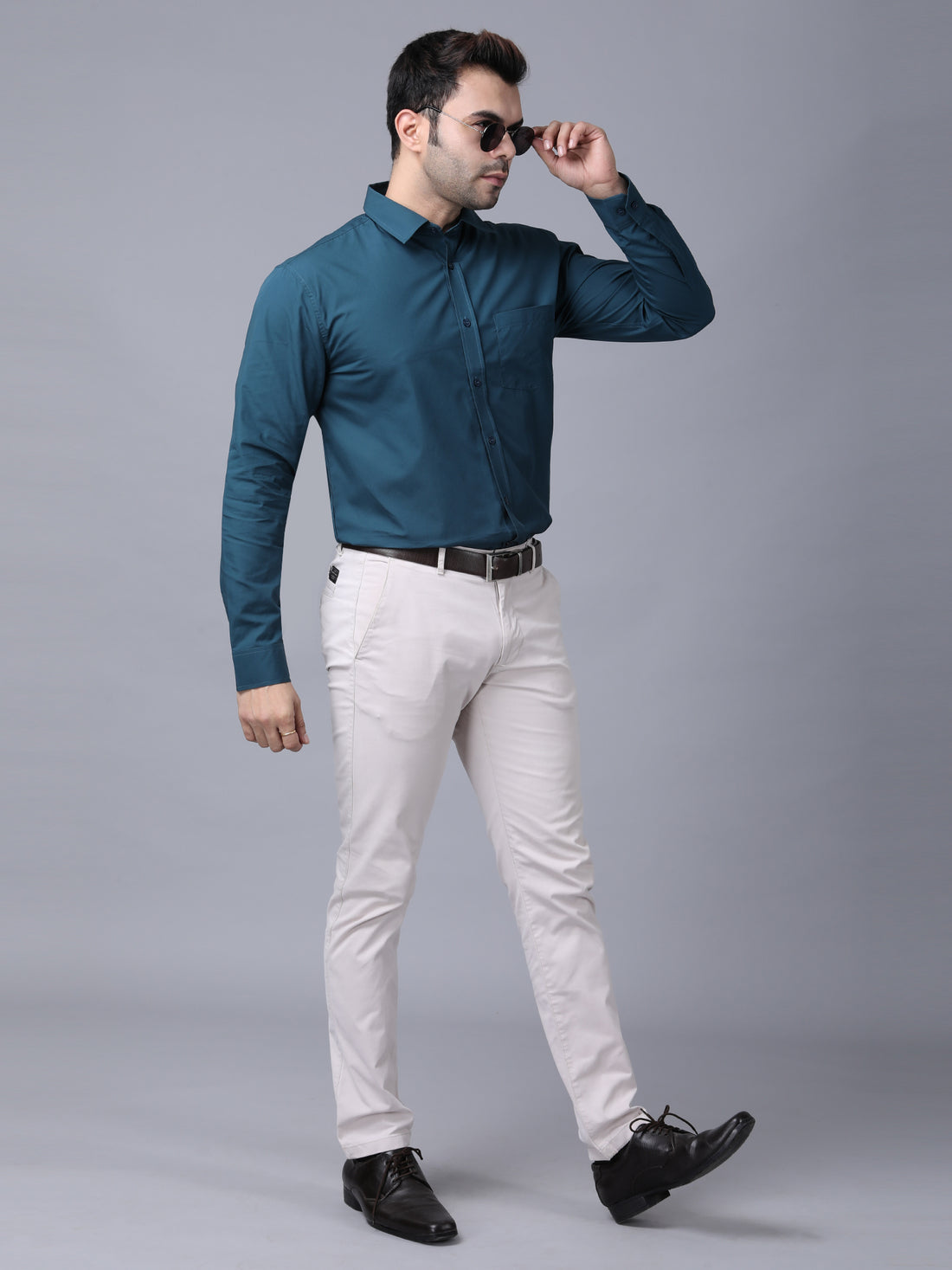 Teal Classic Formal Cotton Shirt for Men