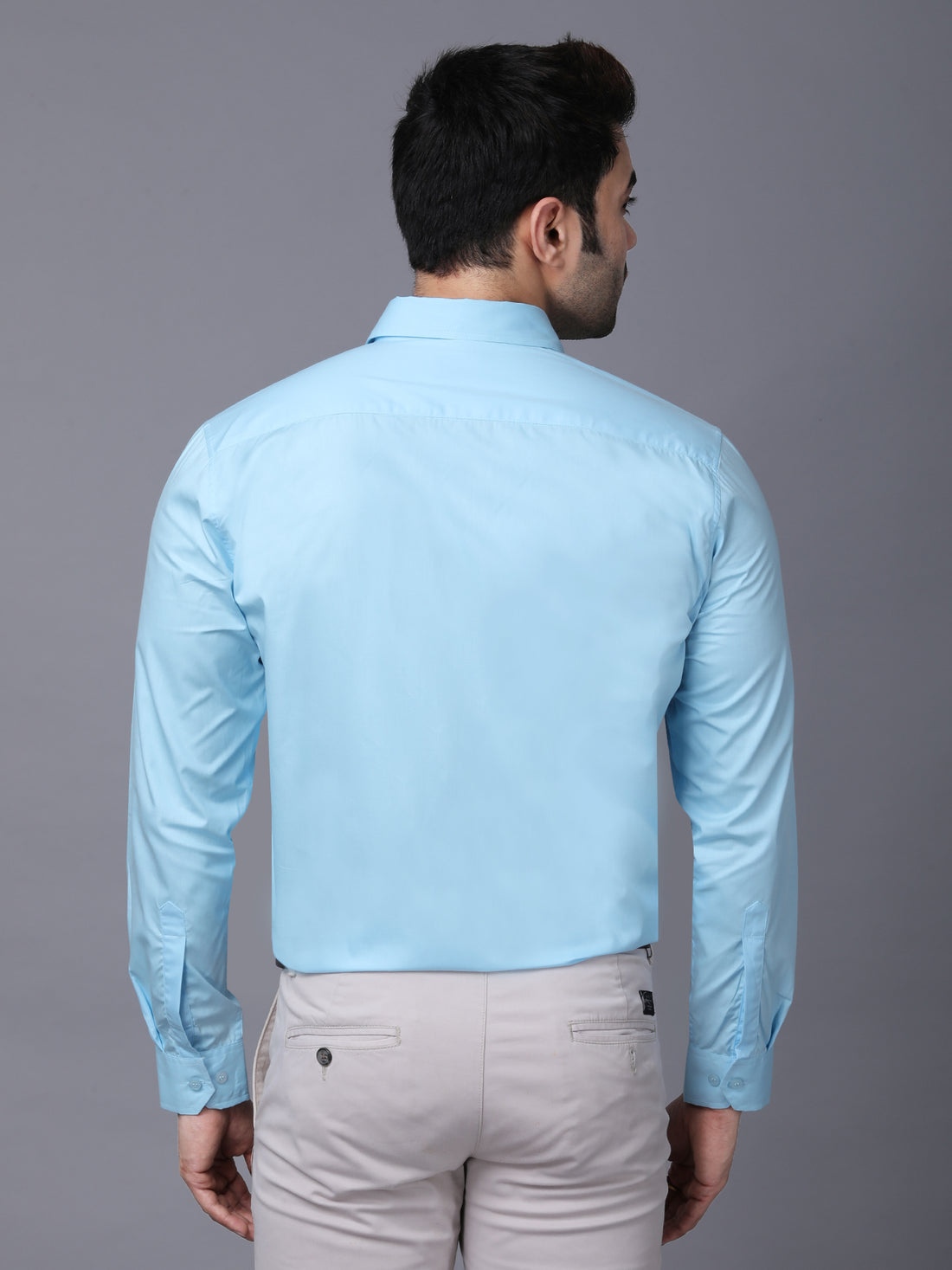 Classic Formal Sky Blue Cotton Shirt for Men
