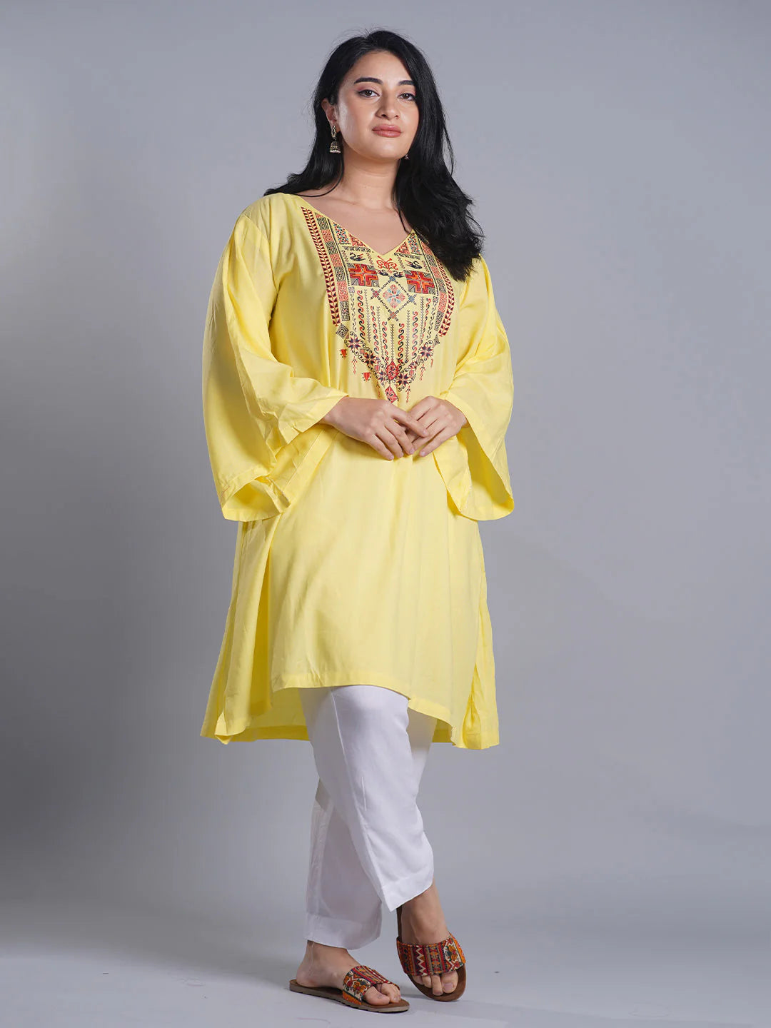Lemon Rayon Kurti - Calypso