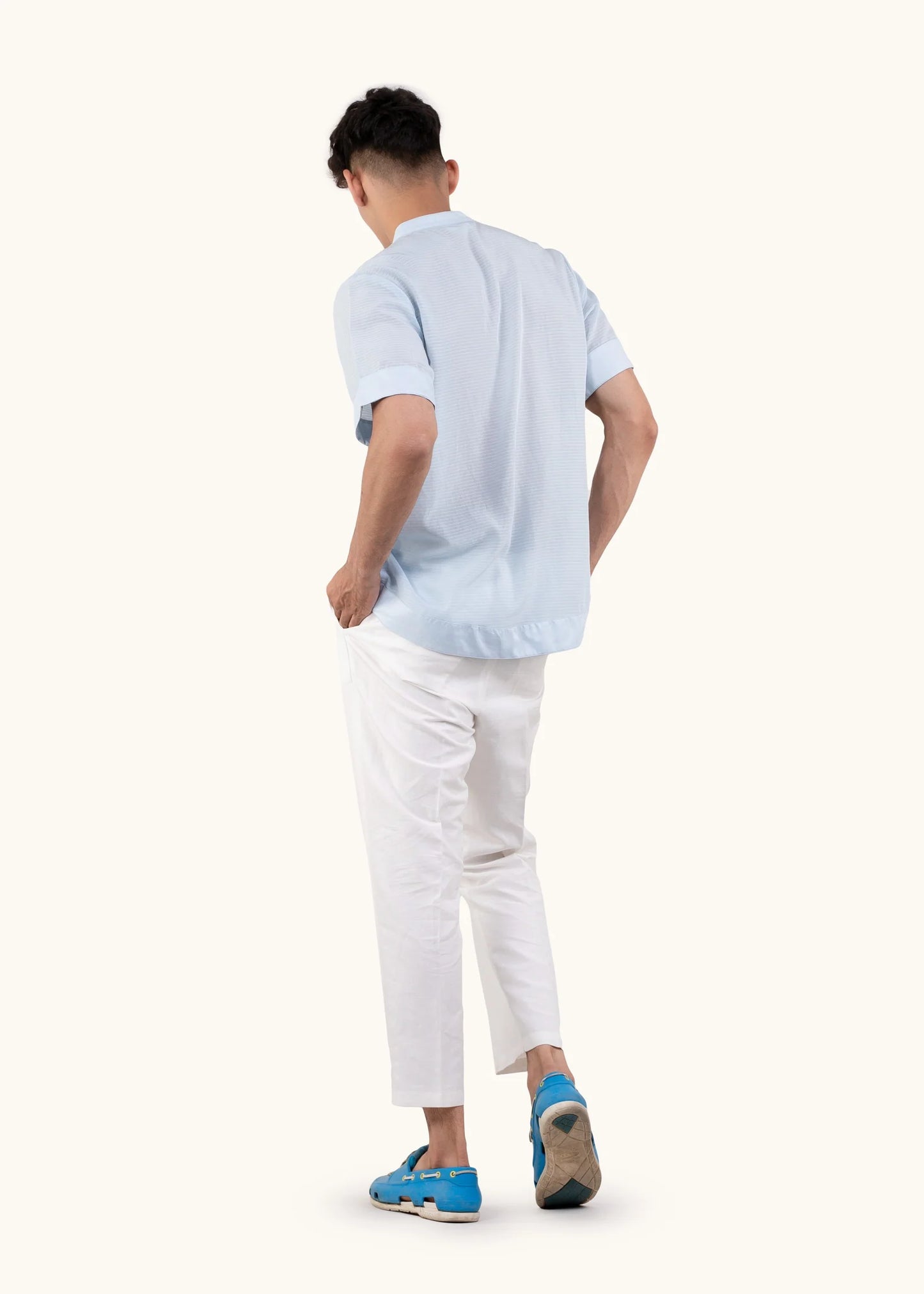 Calm Blue Linen Blend Cuba T-shirt