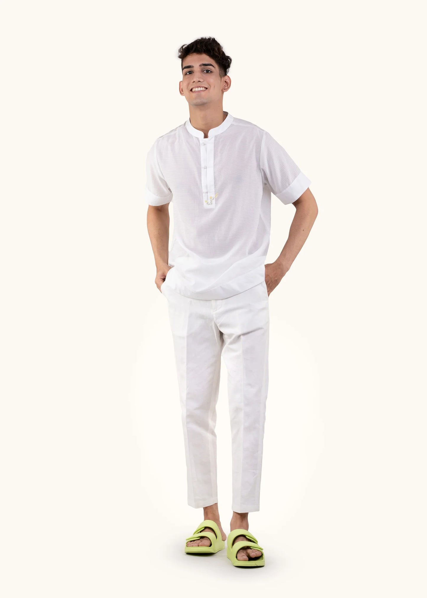 Calm White Linen Blend Cuba T-shirt