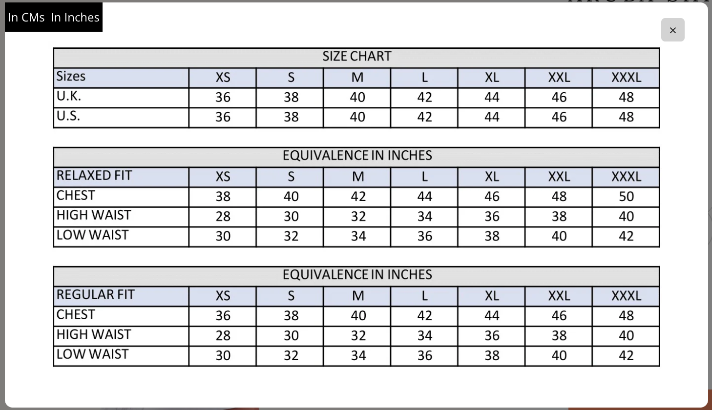 Size Chart