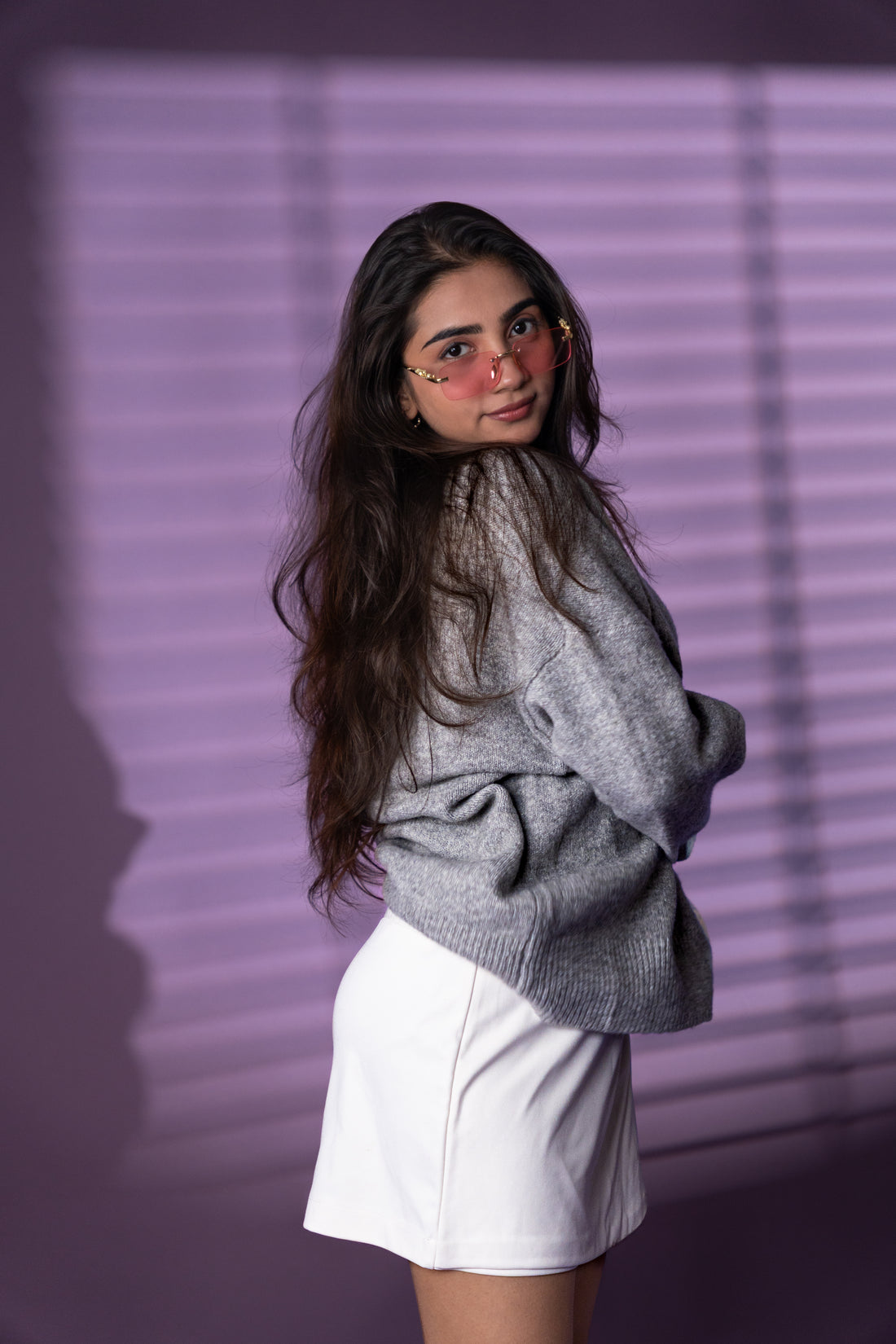 Women’s Grey V-Neck Knit Sweater