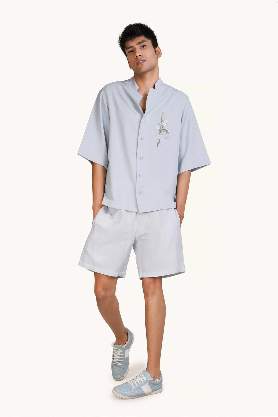 Embroidered Floral Cuban Shirt