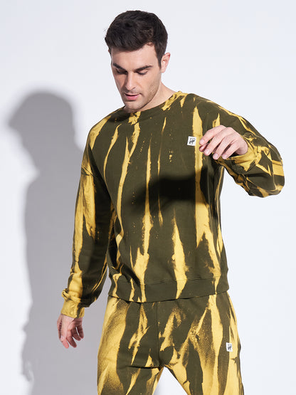 Men’s Yellow & Olive Tie-Dye Sweatshirt | Trendy Oversized Streetwear