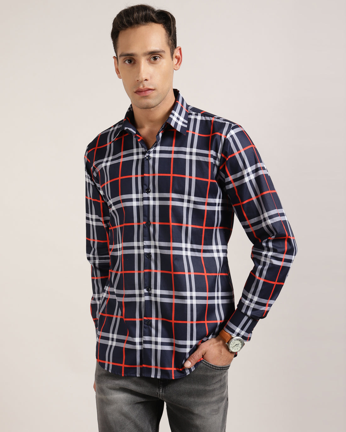 Men’s Printed Classic Black Check Shirt