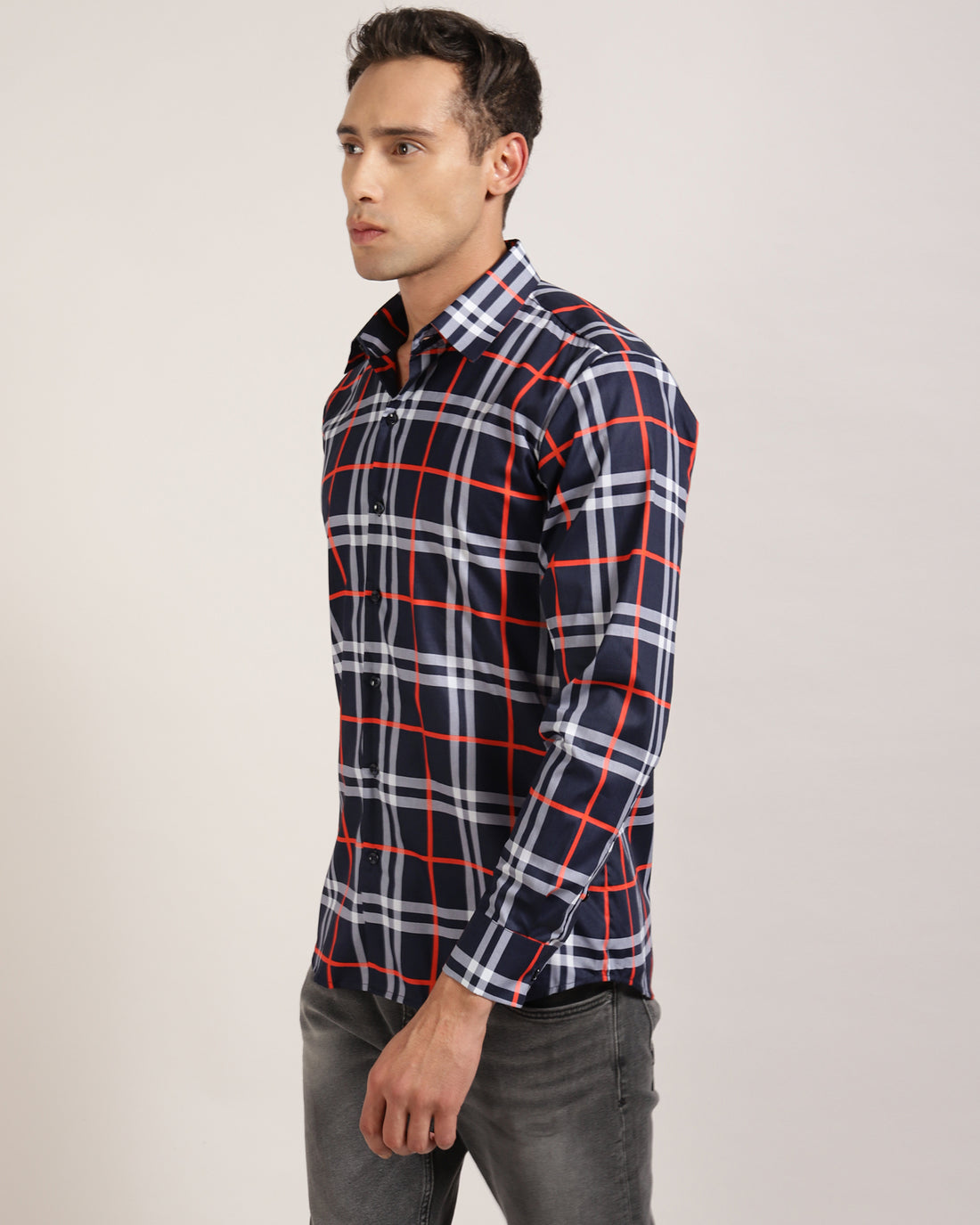 Men’s Printed Classic Black Check Shirt