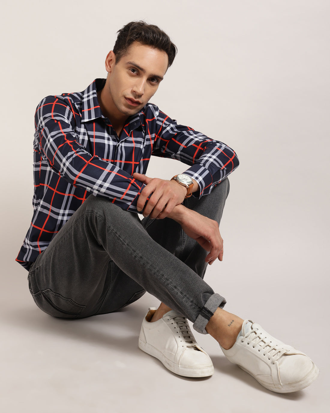 Men’s Printed Classic Black Check Shirt