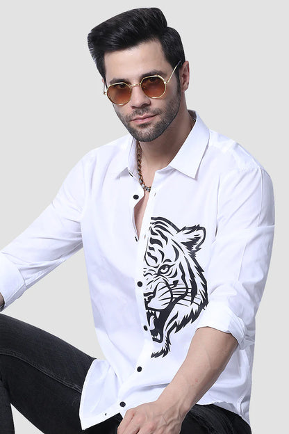 Majestic Tiger Classic White Designer Shirt
