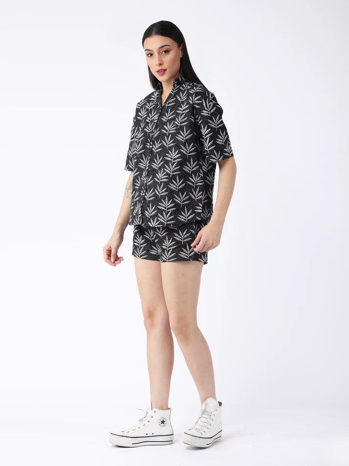 Monochrome Rush – Women’s Printed Cotton Co-ord Set