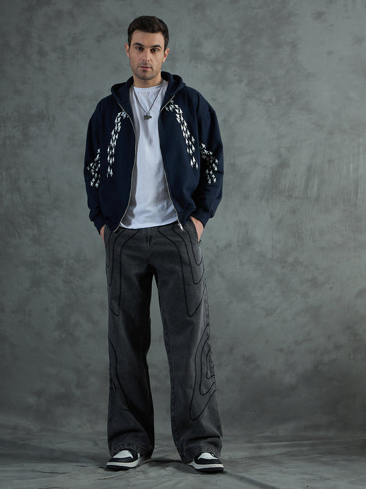 Navy Clickbait Oversized Hoodie