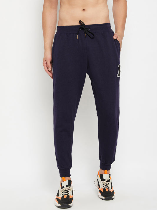 Navy Oversized Denim Taped Sweatpants