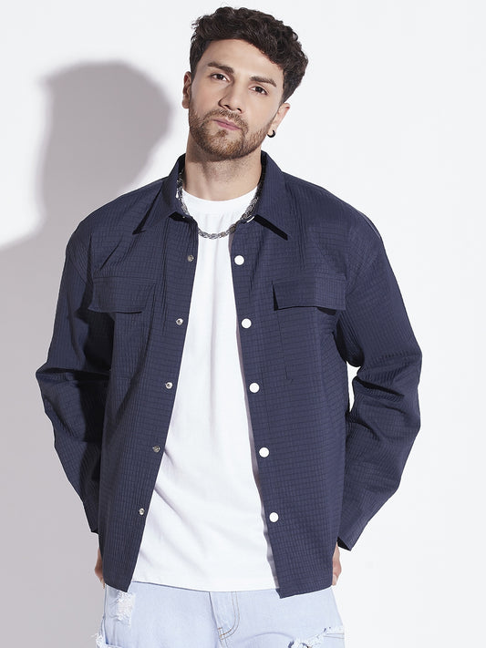 Navy Textured OverShirt