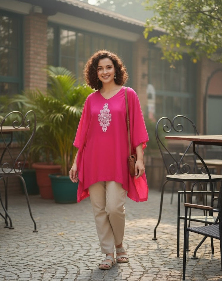 Magenta Kaftan Kurta - Reflection