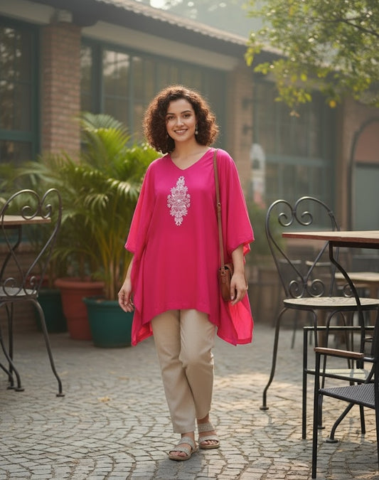 Magenta Kaftan Kurta - Reflection