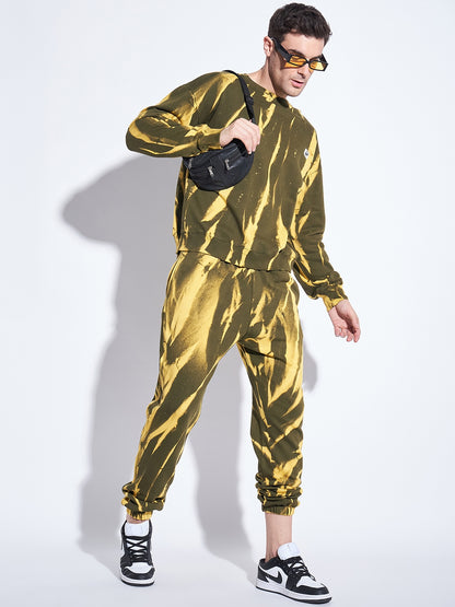 Men’s Yellow & Olive Tie-Dye Sweatshirt | Trendy Oversized Streetwear