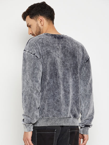 Grey Acid Wash Syndicate Graphic Sweatshirt for Men