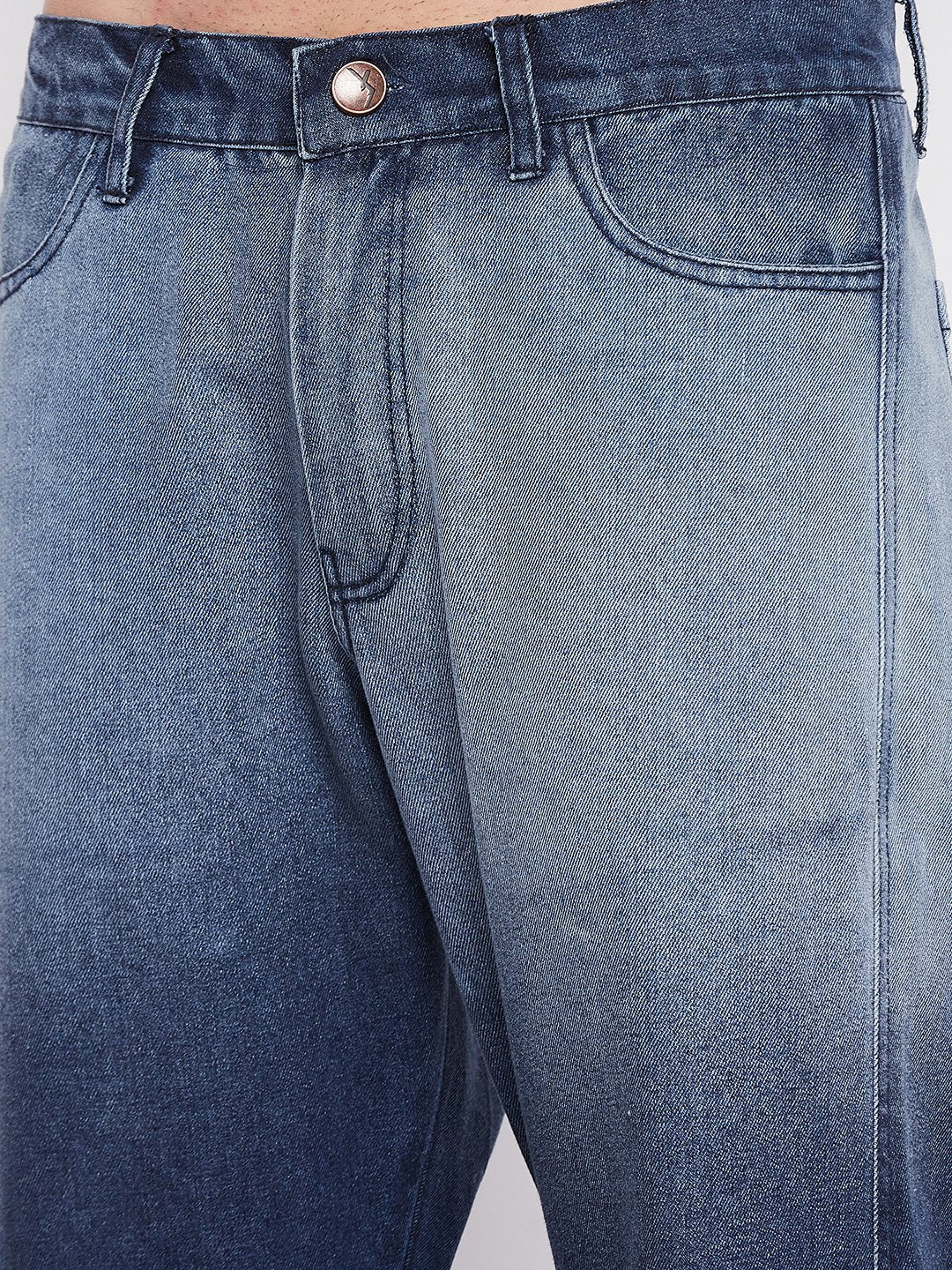 Blue Ombre Washed Flared Denim