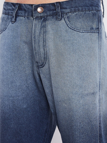 Blue Ombre Washed Flared Denim