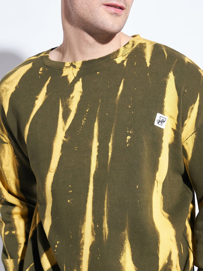 Men’s Yellow & Olive Tie-Dye Sweatshirt | Trendy Oversized Streetwear