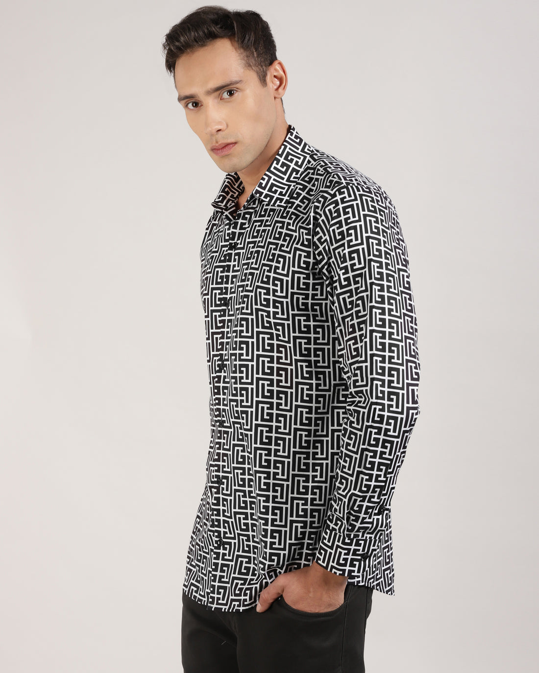 Men Classic Cotton Printed Casual Shirt