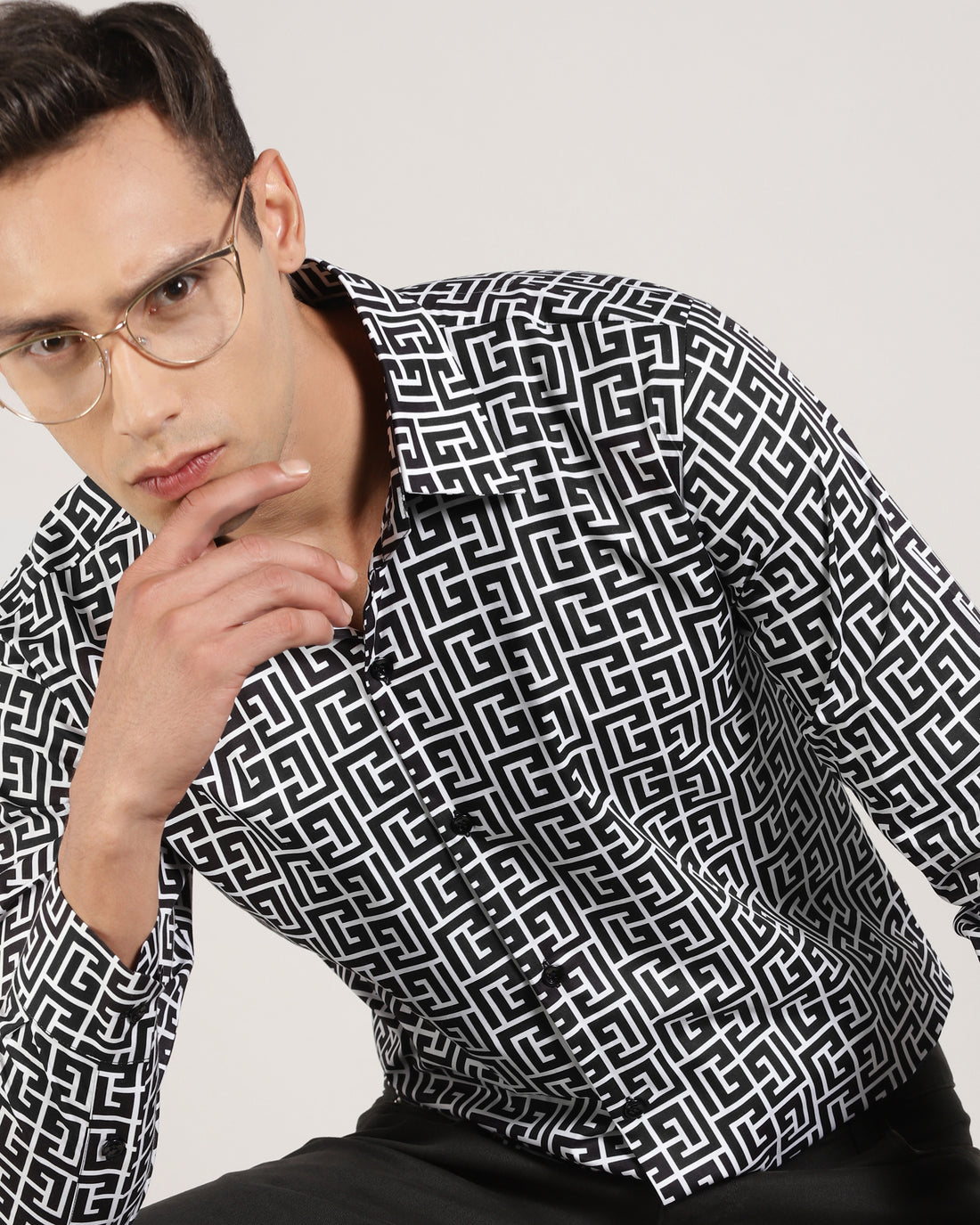 Men Classic Cotton Printed Casual Shirt