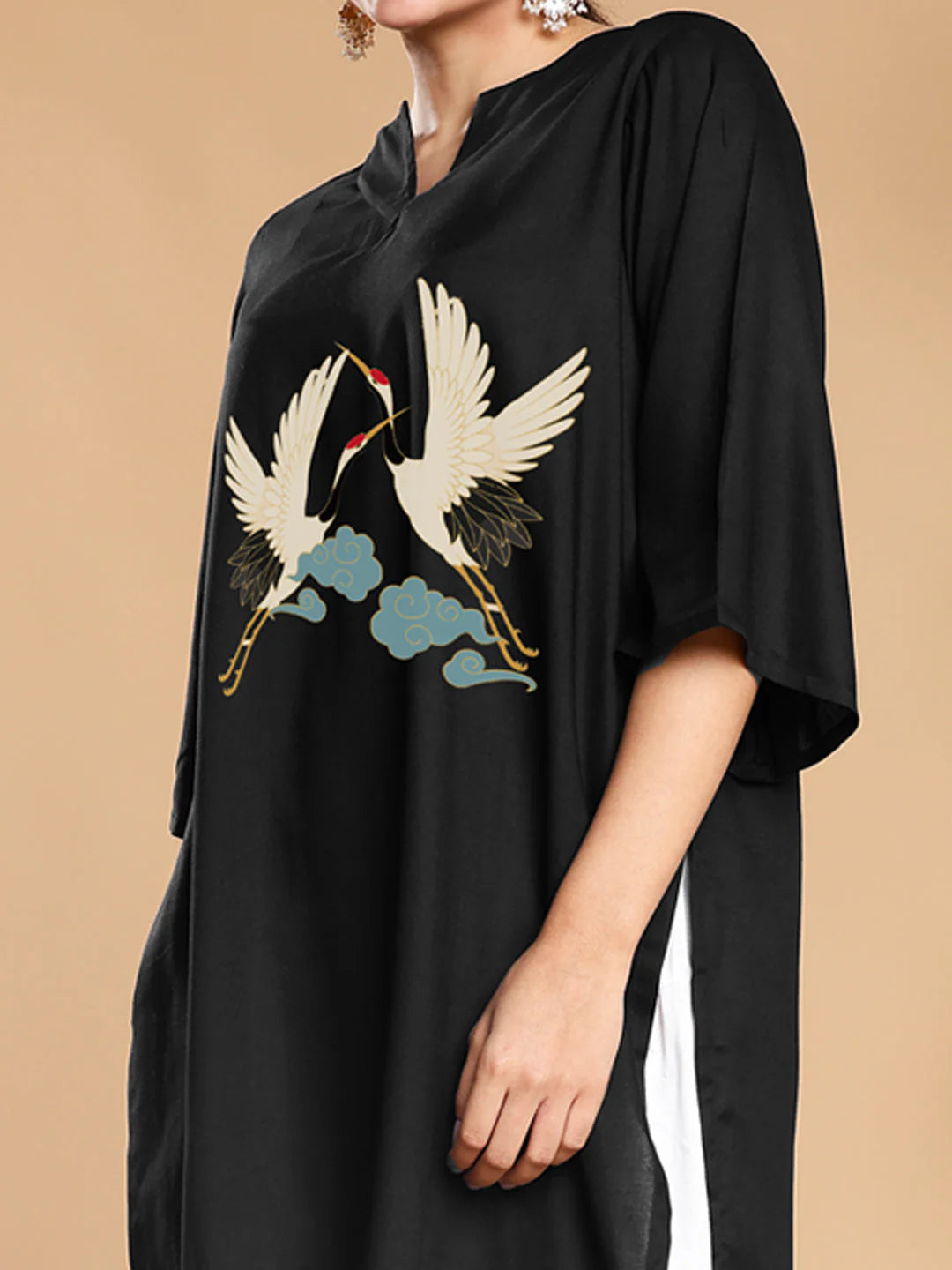 Black Rayon LongKurta - Swan