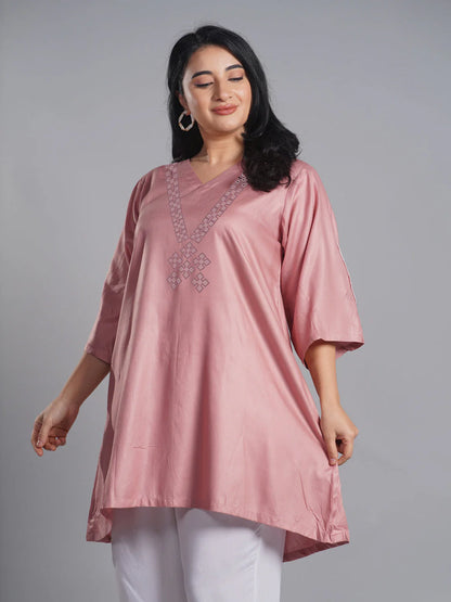 Blush Rayon Kurti - Jigsaw