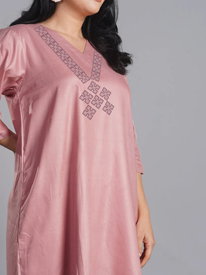 Blush Rayon Kurti - Jigsaw