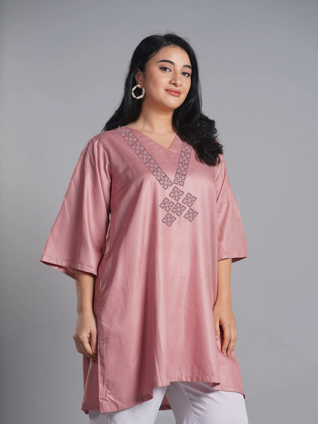 Blush Rayon Kurti - Jigsaw