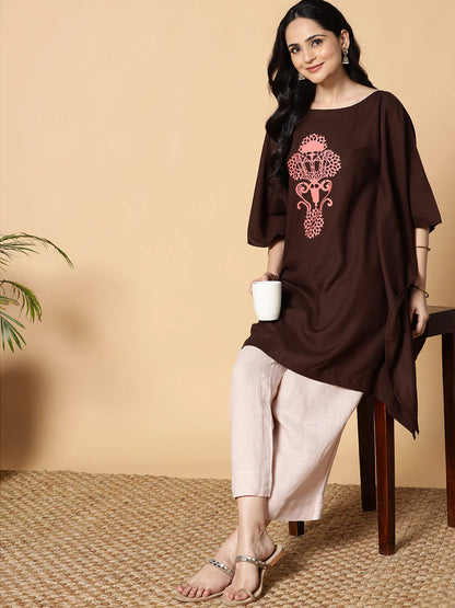 Coffee Kaftan Kurta - Gyrate