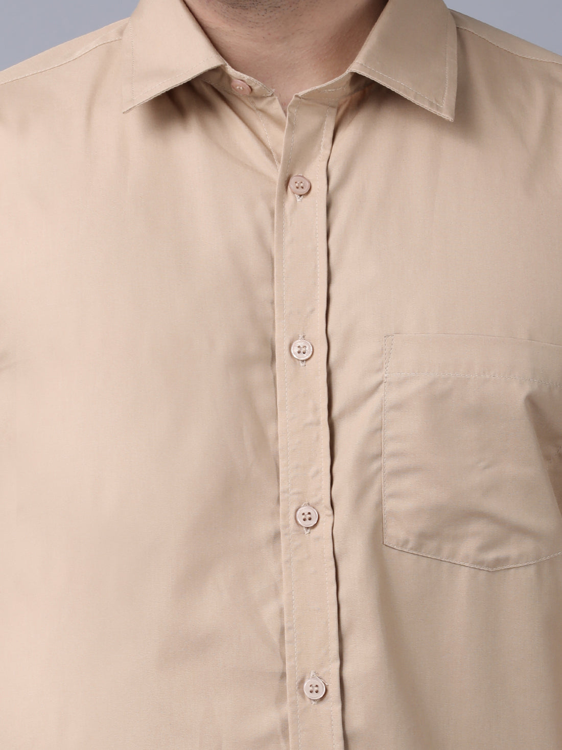 Beige Classic Formal Cotton Shirt for Men | Premium Office & Daily Wear
