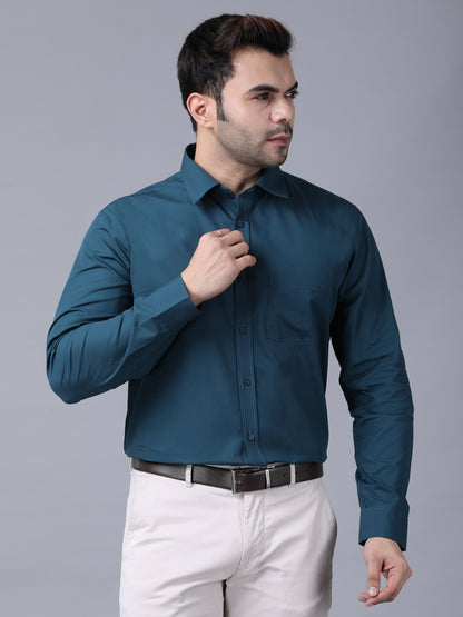 Teal Classic Formal Cotton Shirt for Men