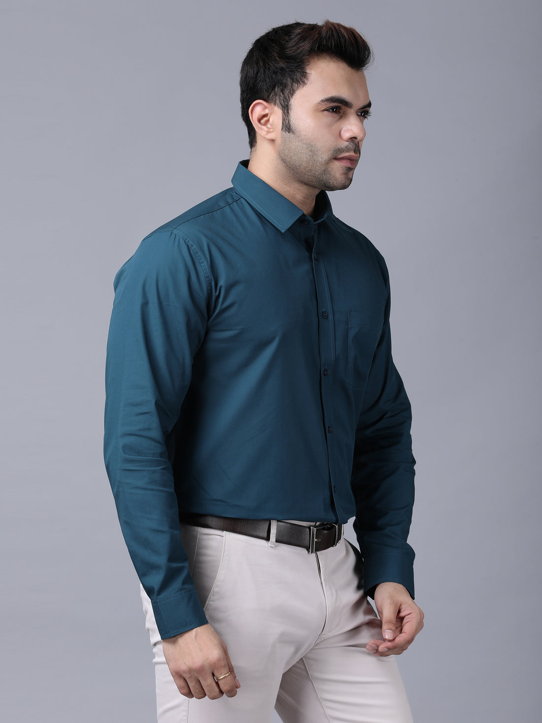 Teal Classic Formal Cotton Shirt for Men