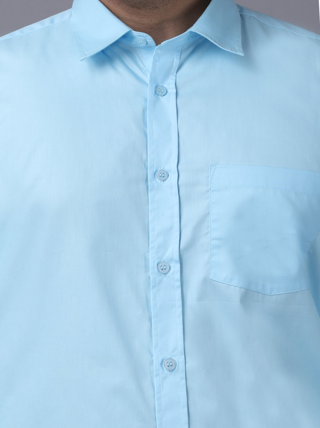 Classic Formal Sky Blue Cotton Shirt for Men