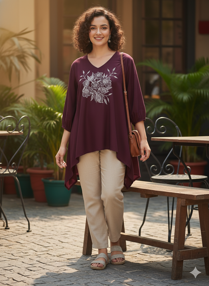 Wine Rayon Top - Aliferous