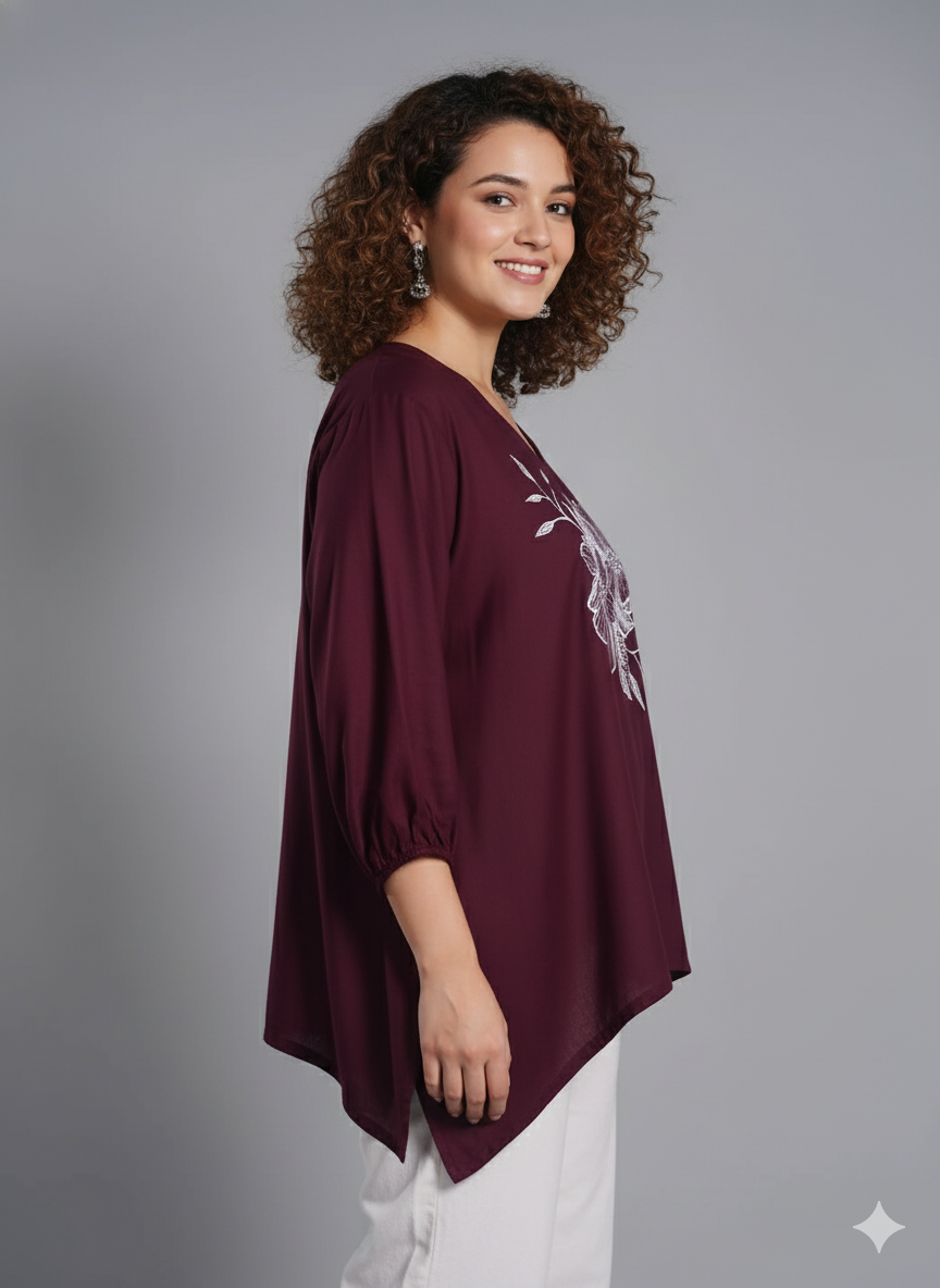 Wine Rayon Top - Aliferous