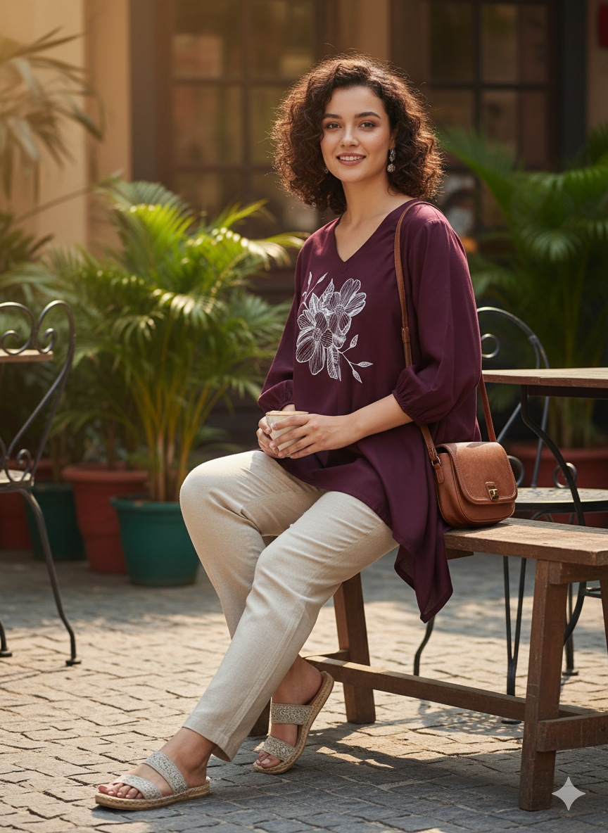 Wine Rayon Top - Aliferous